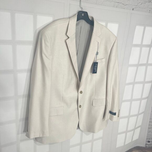 Chaps NWT Off White Two-Button Long Sleeve Single Breasted Blazer Jacket Size 46 - Picture 2 of 8